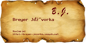 Breyer Jávorka névjegykártya